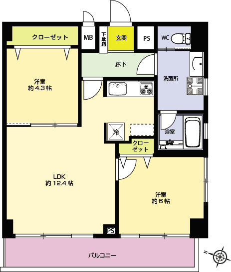 初台富士ハイライズ401間取図